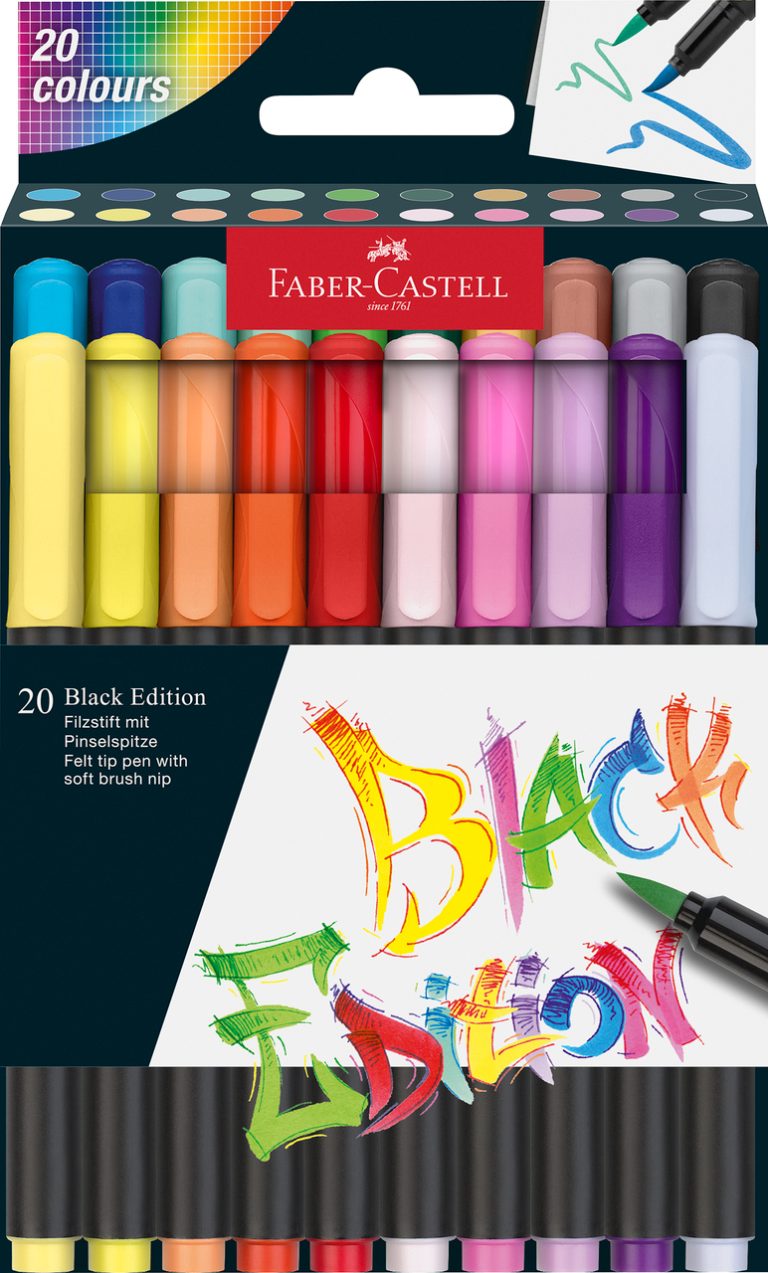 Brush Pens Black Edition Set 20 Culori Faber-Castell