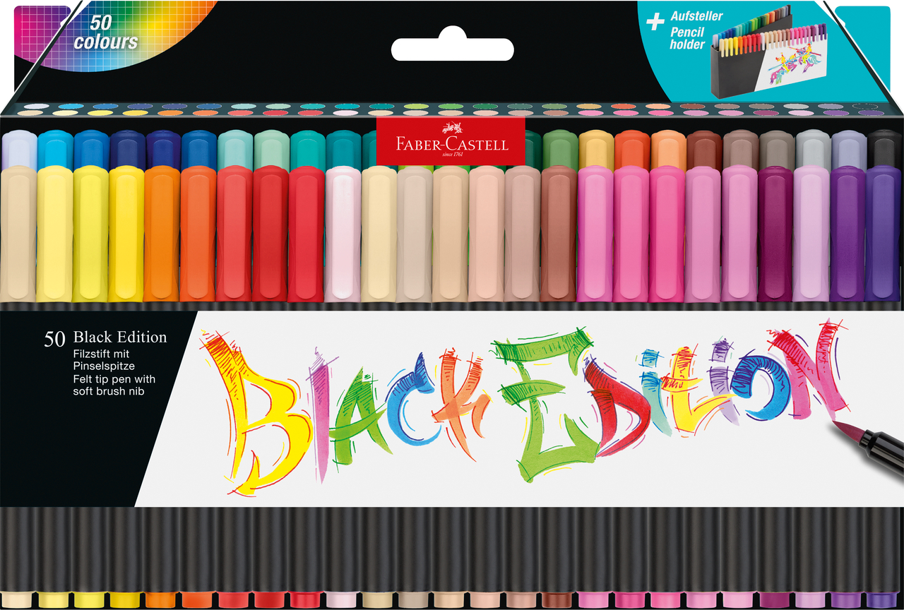 Brush Pens Black Edition Set 50 Culori Faber-Castell