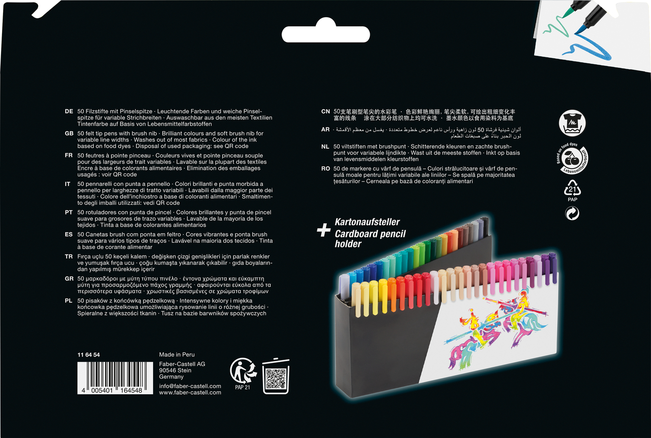 Brush Pens Black Edition Set 50 Culori Faber-Castell