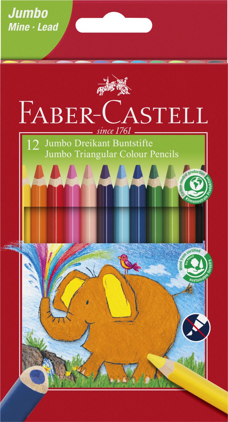 Creioane Colorate Triunghiulare Jumbo 12 Culori Faber-Castell