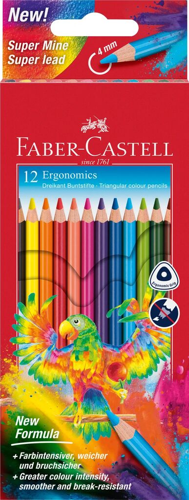 Creioane Colorate Triunghiulare 12 Culori Ergonomics Faber-Castell