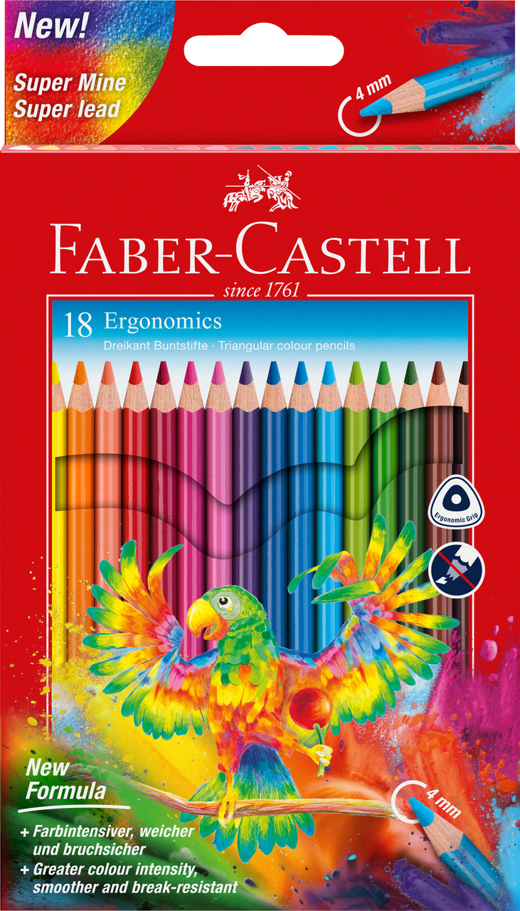 Creioane Colorate Triunghiulare 18 Culori Ergonomics Faber-Castell