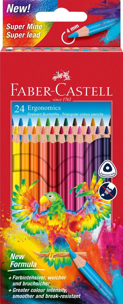 Creioane Colorate Triunghiulare 24 Culori Ergonomics Faber-Castell