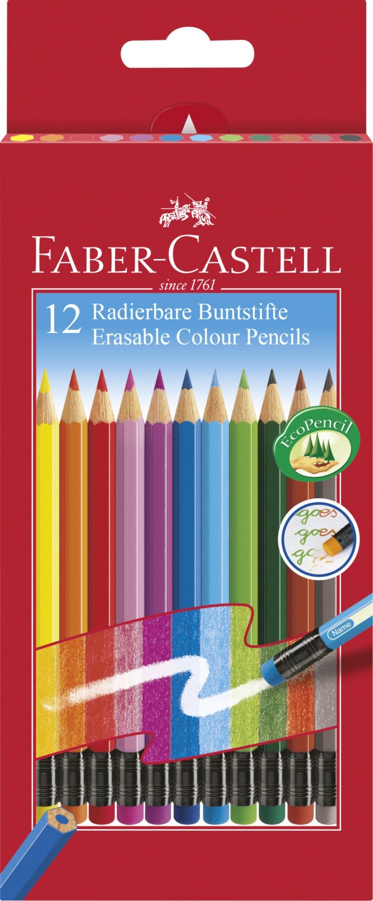 Creioane Colorate 12 Culori Cu Guma Eco Faber-Castell