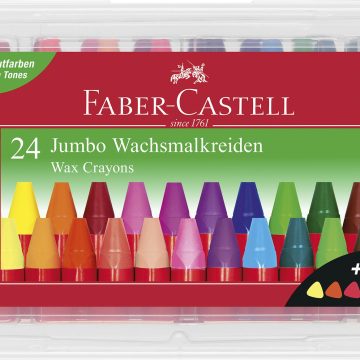 Creioane Cerate 24 Culori Jumbo Cutie Plastic Faber-Castell