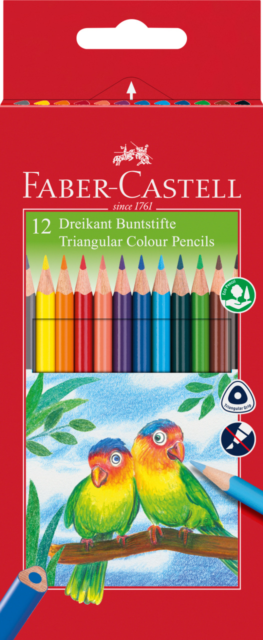 Creioane Colorate Triunghiulare 12 Culori + Ascutitoare Eco Fabe