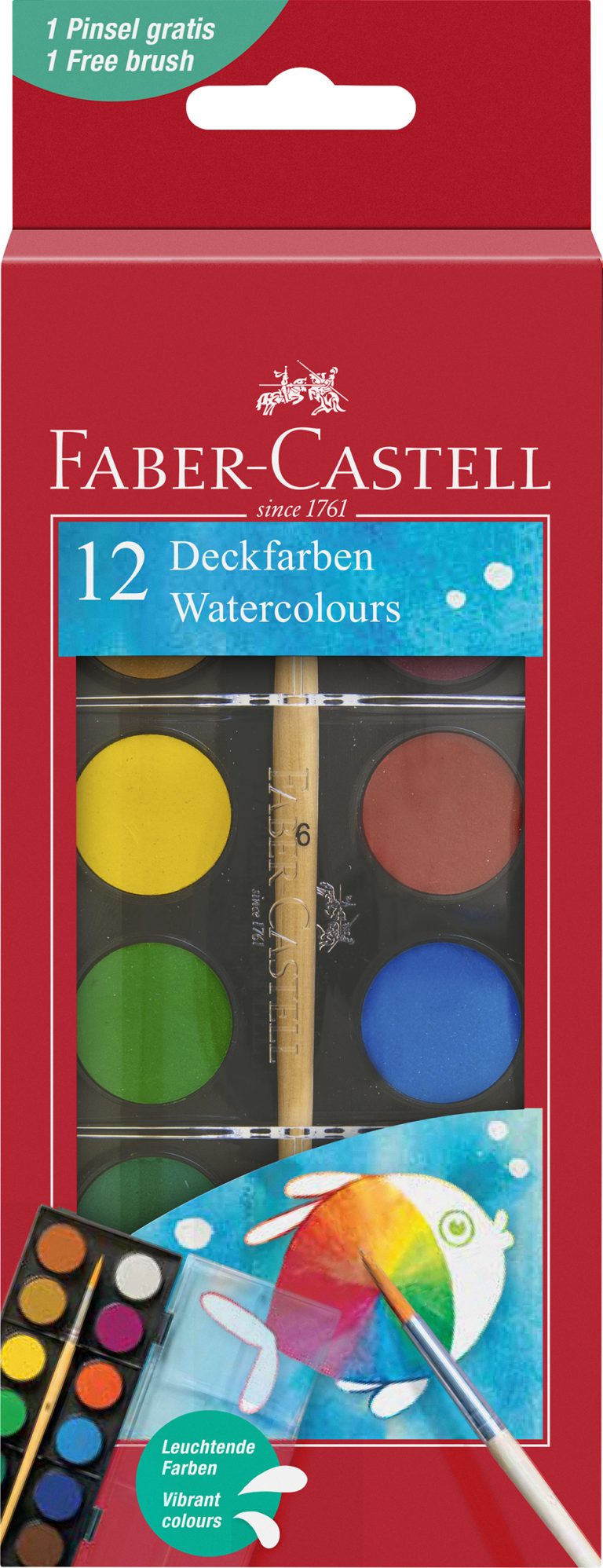 Acuarele 12 Culori 24mm + Pensula 2023 Faber-Castell