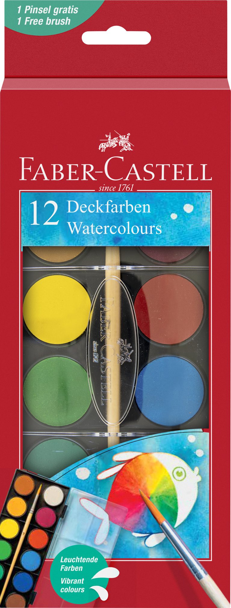 Acuarele 12 Culori 30mm + Pensula 2023 Faber-Castell
