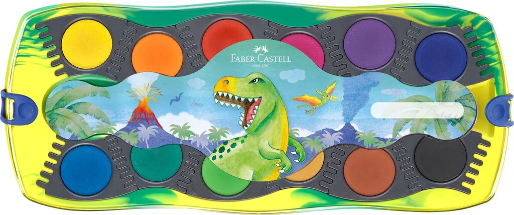 Acuarele 12 Culori Connector Dinozauri 2025 Faber-Castell