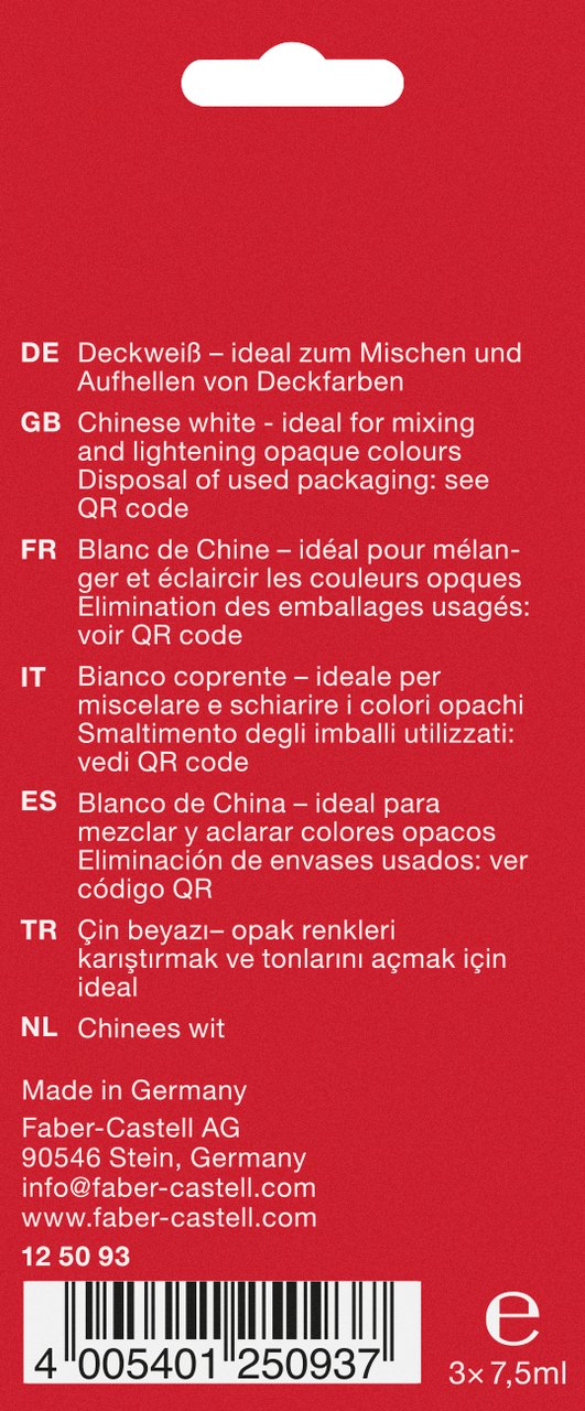 Tempera Tub De Alb 7,5ml Set 3 Buc Faber-Castell