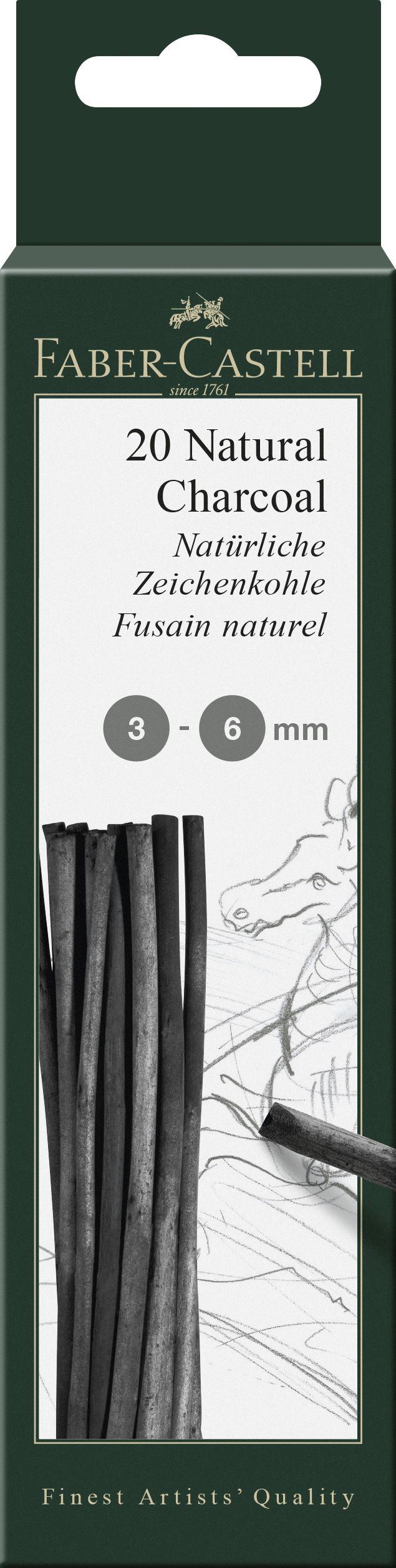 Cutie 20 Buc Carbune Natural Pitt Monochrome 3-6mm Faber-Castell