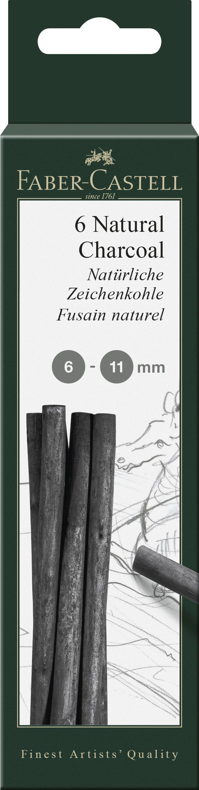 Cutie 6 Buc Carbune Natural Pitt Monochrome 6-11mm Faber-Castell