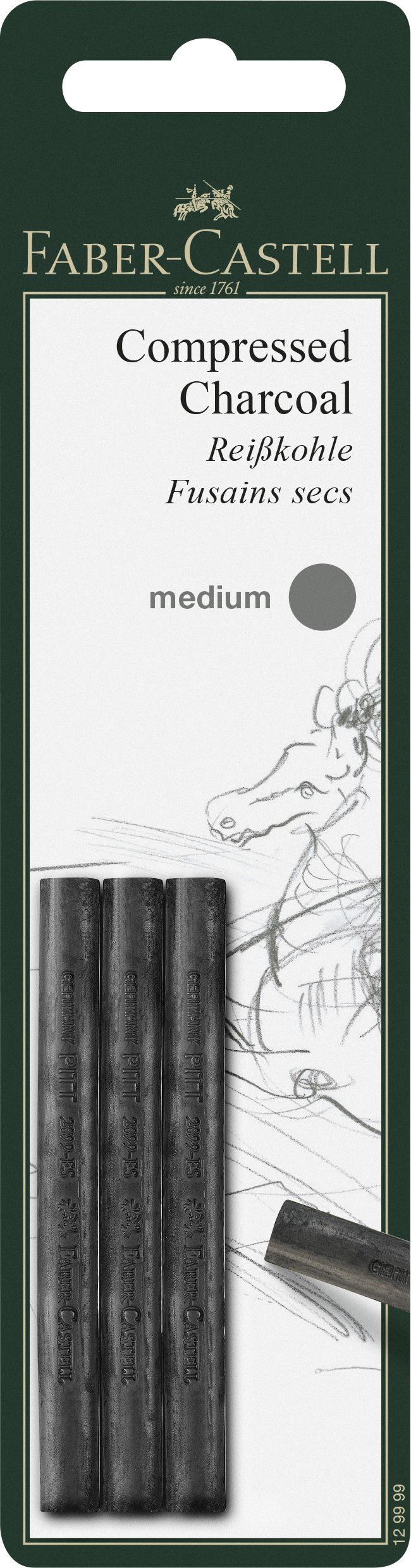 Blister 3 Buc Carbune Presat Pitt Monochrome Medium Faber-Castel