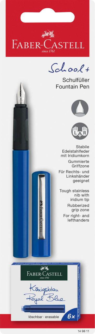 Blister Stilou Scolar Albastru + 6 Cartuse Faber-Castell