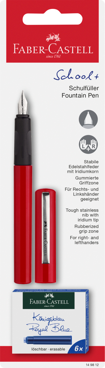 Blister Stilou Scolar Rosu + 6 Cartuse Faber-Castell