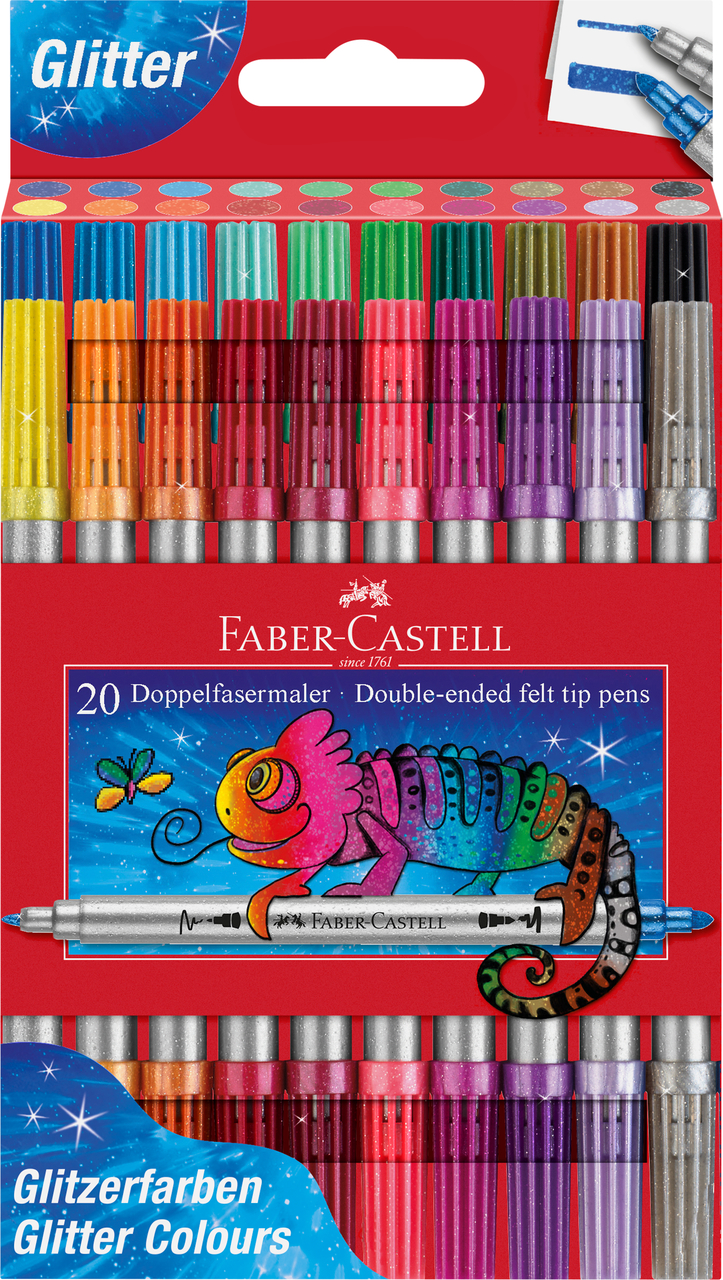 Carioca 20 Culori Glitter 2 Capete Faber-Castell