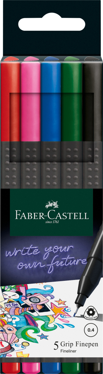 Liner 0.4mm Set 5 Buc Basic Grip Faber-Castell