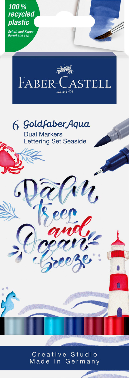 Marker Solubil 2 Capete Set 6 Lettering Goldfaber Faber-Castell