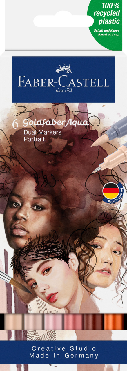 Marker Solubil 2 Capete Set 6 Buc Portret Goldfaber Faber-Castell