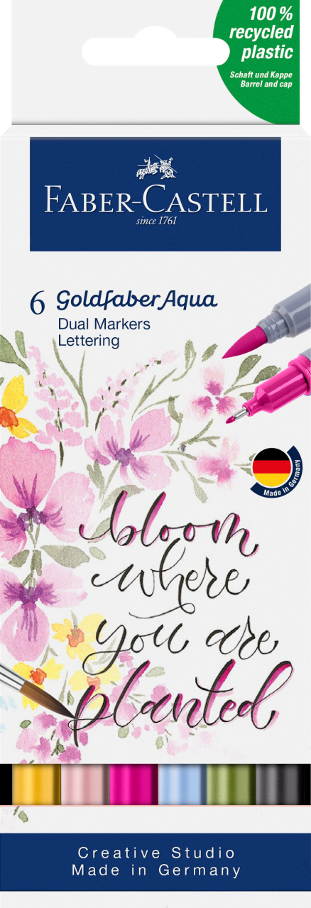 Marker Solubil 2 Capete Set 6 Buc Lettering Goldfaber Faber-Castell