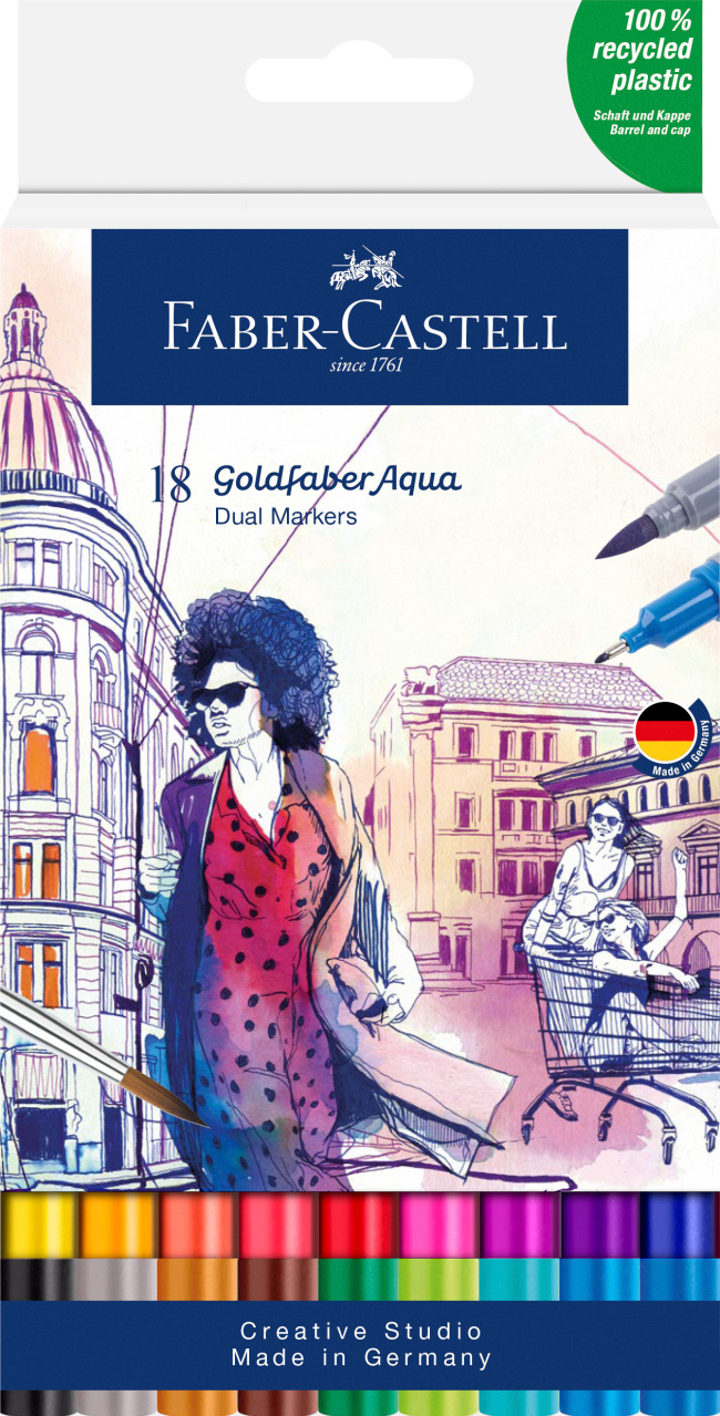 Marker Solubil 2 Capete Set 18 Buc Goldfaber Faber-Castell