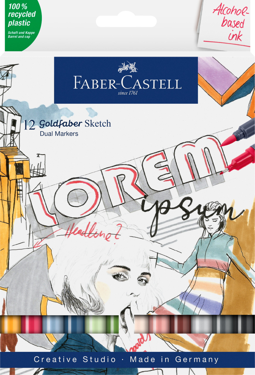 Sketch Marker 2 Capete Set 12 Goldfaber Faber-Castell