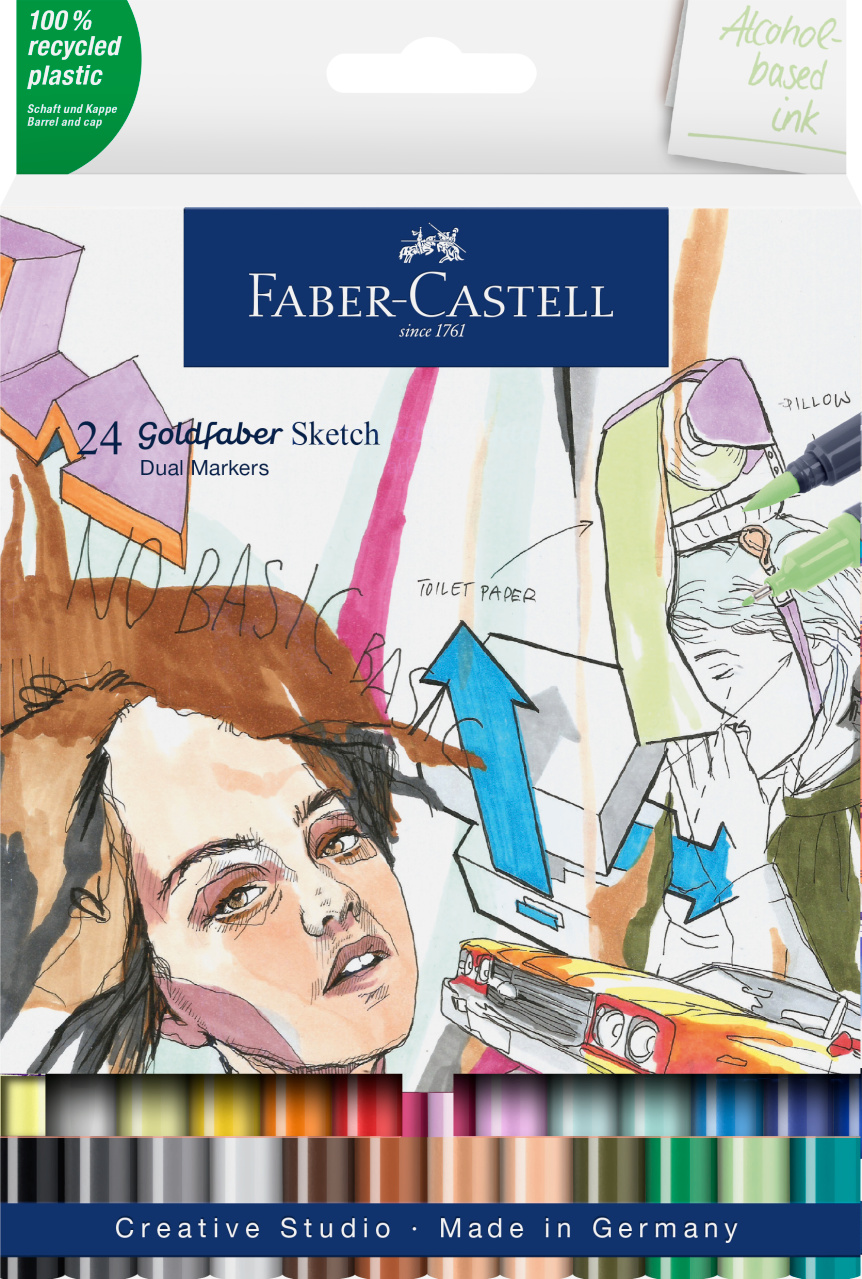 Sketch Marker 2 Capete Set 24 Manga Goldfaber Faber-Castell