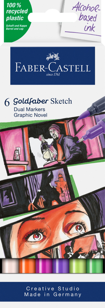 Sketch Marker 2 Capete Set 6 Novel Goldfaber Faber-Castell