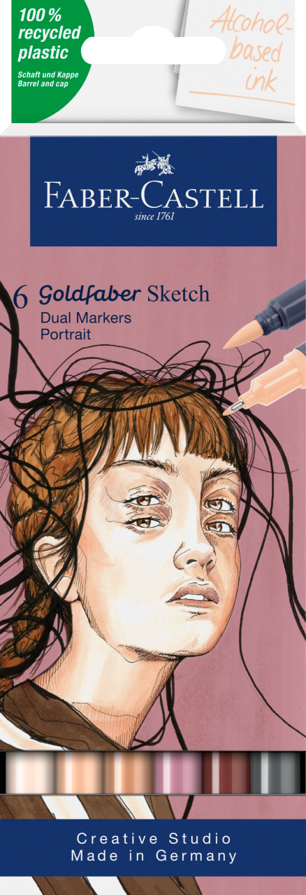 Sketch Marker 2 Capete Set 6 Portret Goldfaber Faber-Castell