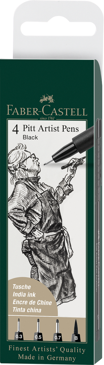 Pitt Artist Pen Set 4 Buc Negru Faber-Castell