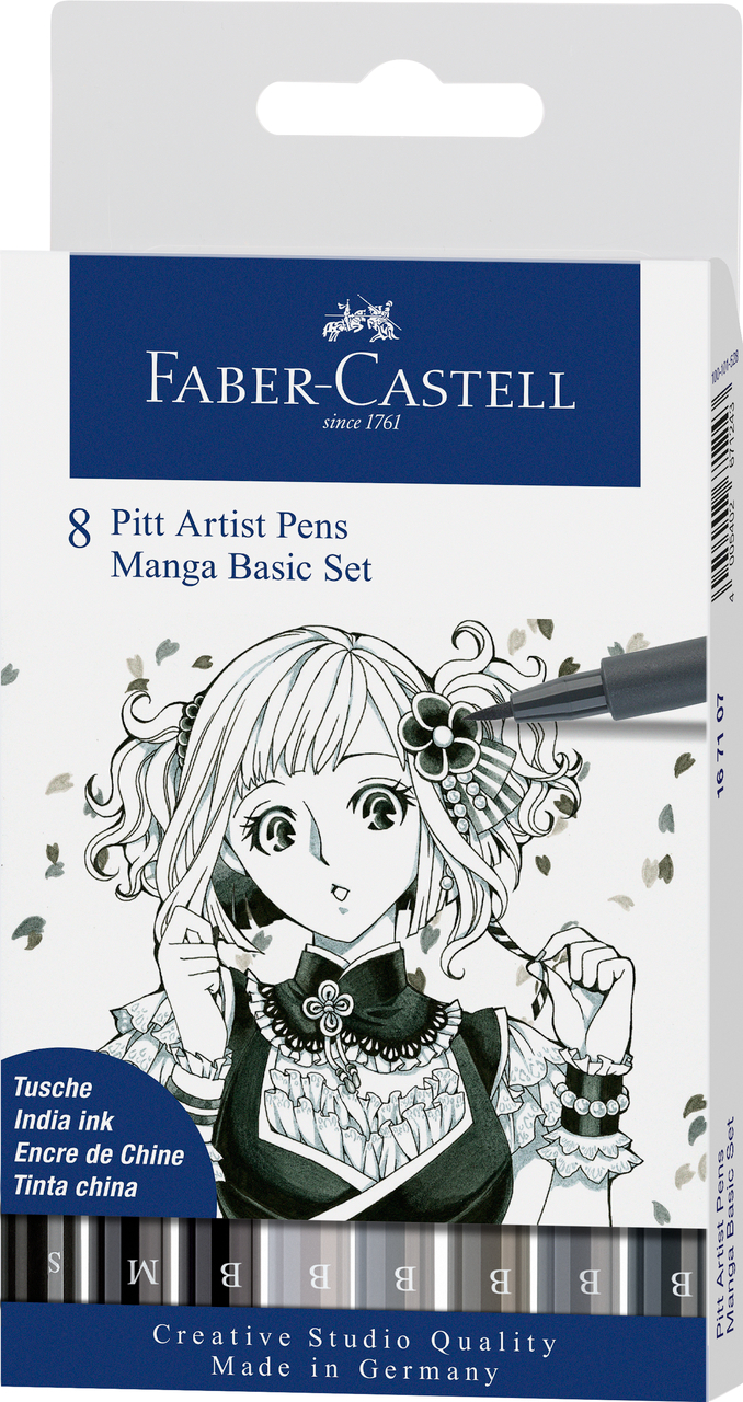 Pitt Artist Pen Manga Set 8 Buc De Baza Faber-Castell