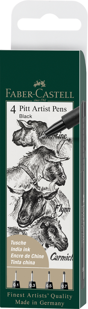 Pitt Artist Pen Set 4 Buc F,M,S,Xs Faber-Castell