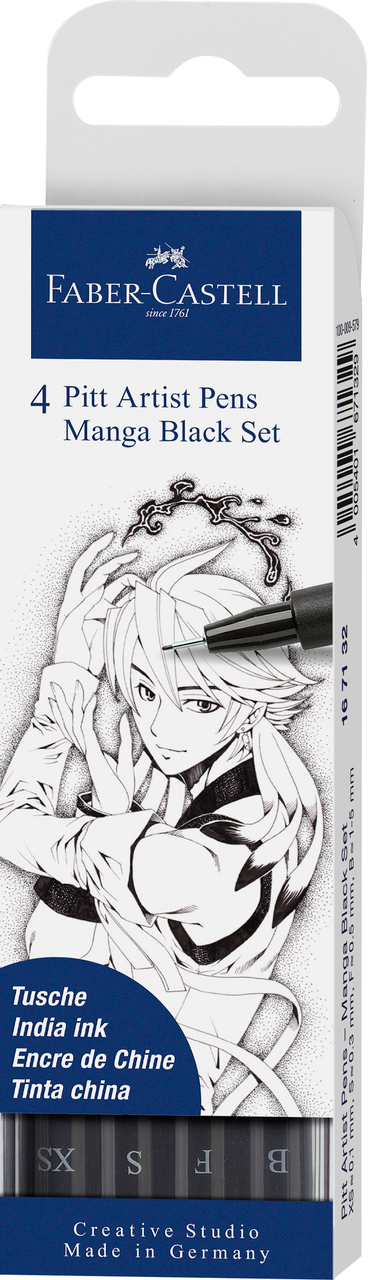 Pitt Artist Pen Manga Set 4 Negru Faber-Castell