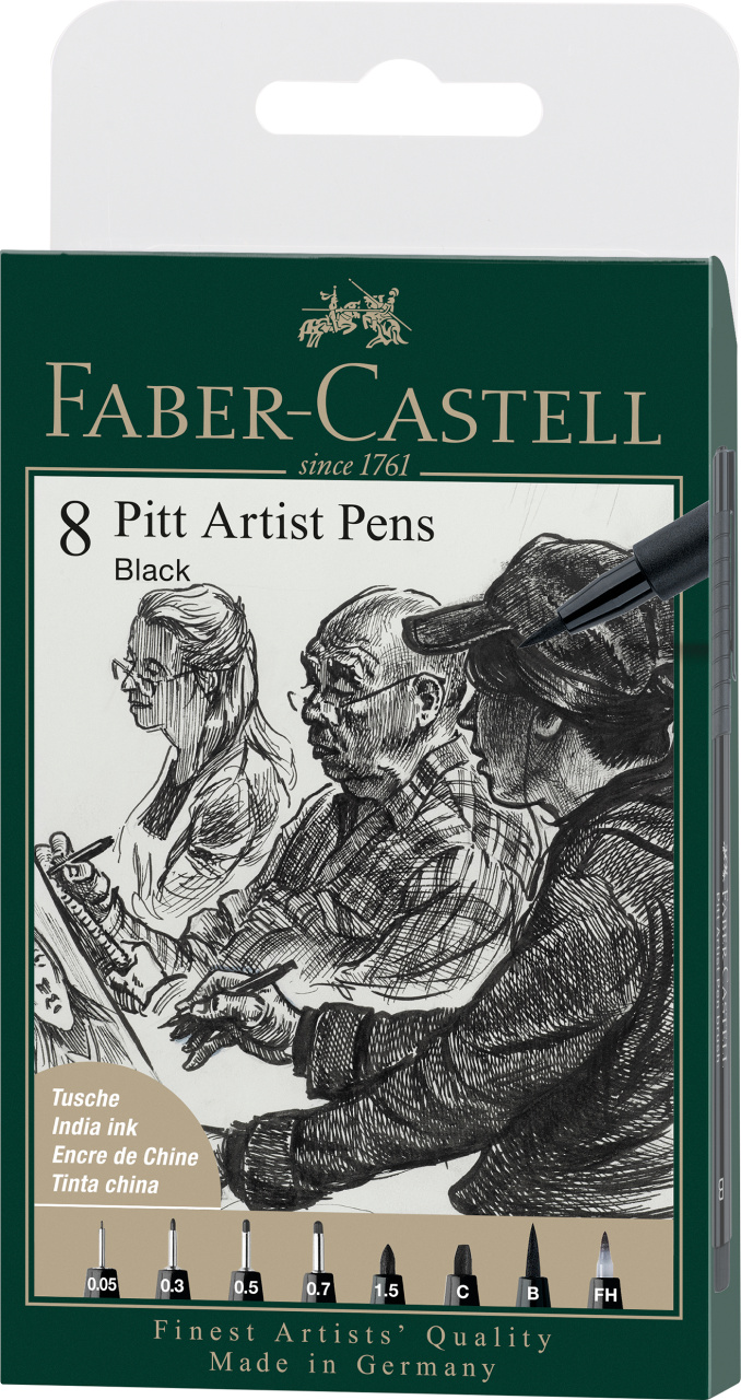 Pitt Artist Pen Set 8 Buc Negru 2022 Faber-Castell