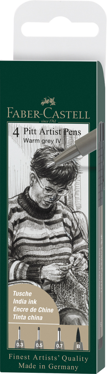 Pitt Artist Pen Set 4 Buc Gri Cald Faber-Castell