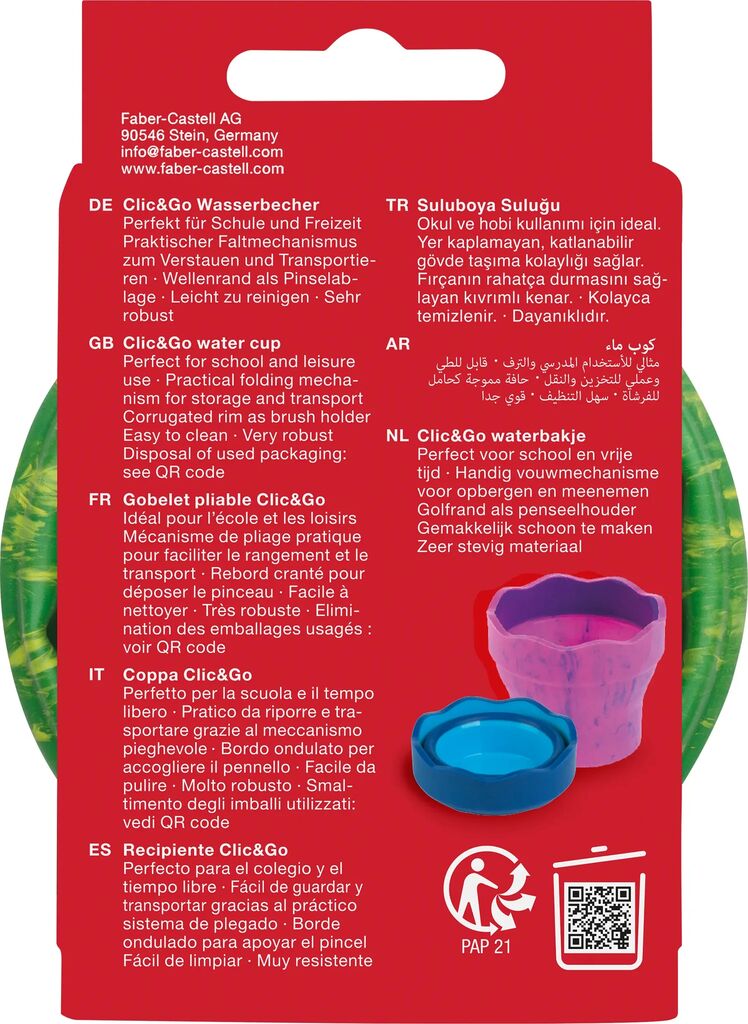 Cutie Apa Click&Go Dinozauri Verde Marmorat Faber-Castell