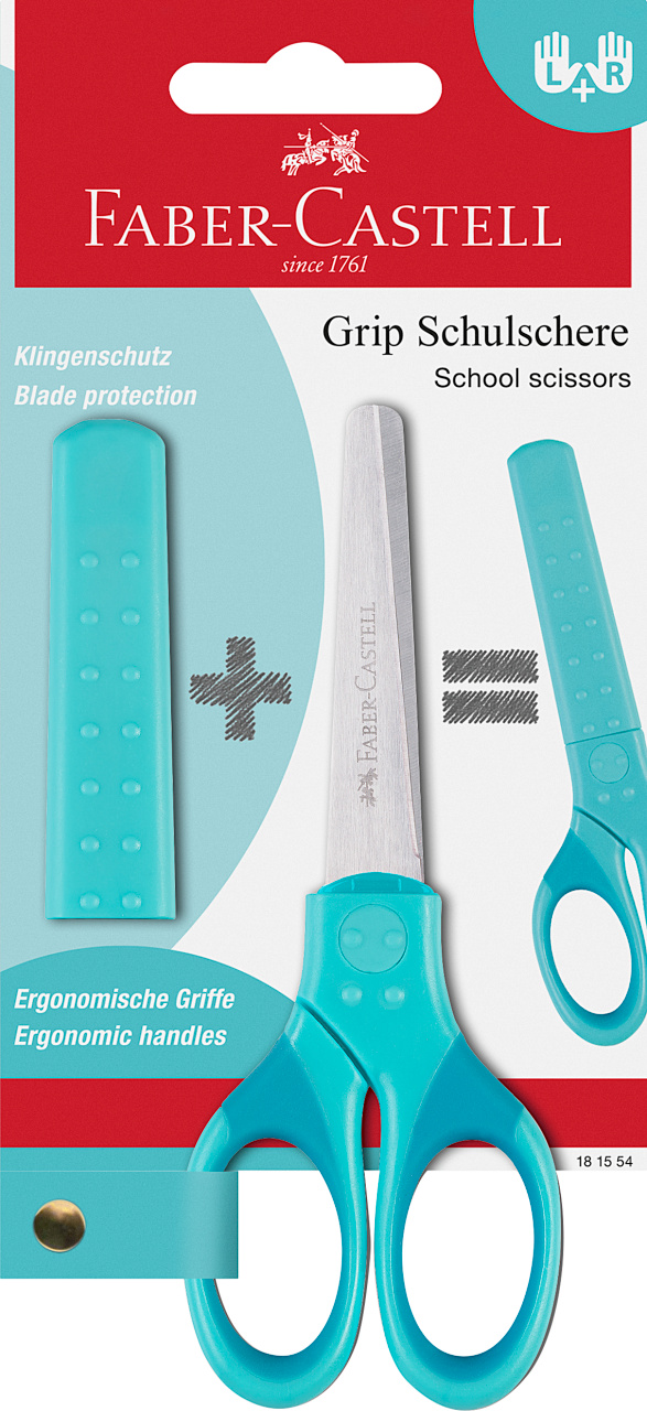 Foarfeca Scolara Cu Protectie Grip Turcoaz Faber-Castell