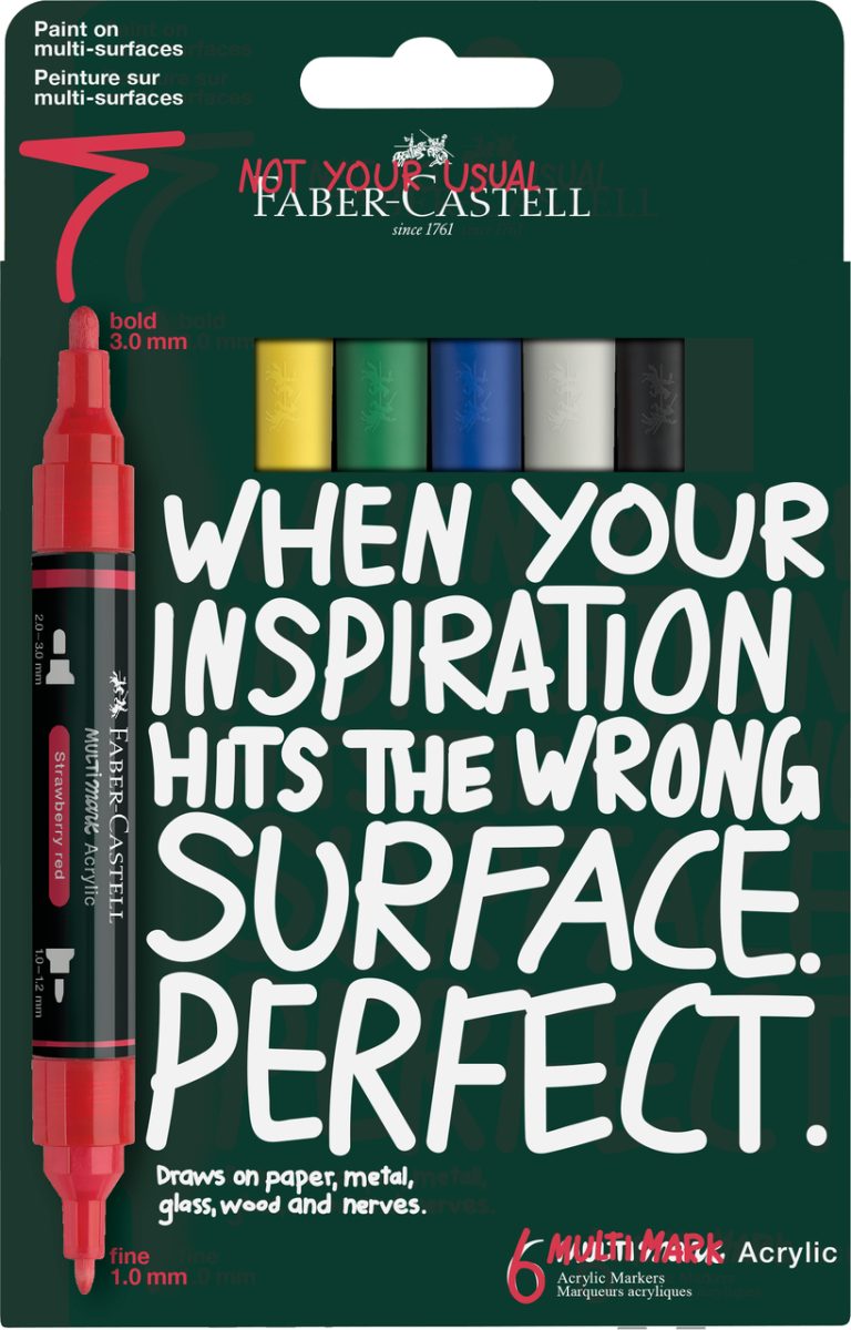 Blister 6 Markere Acrilice Multimark Culori De Baza Faber-Castell