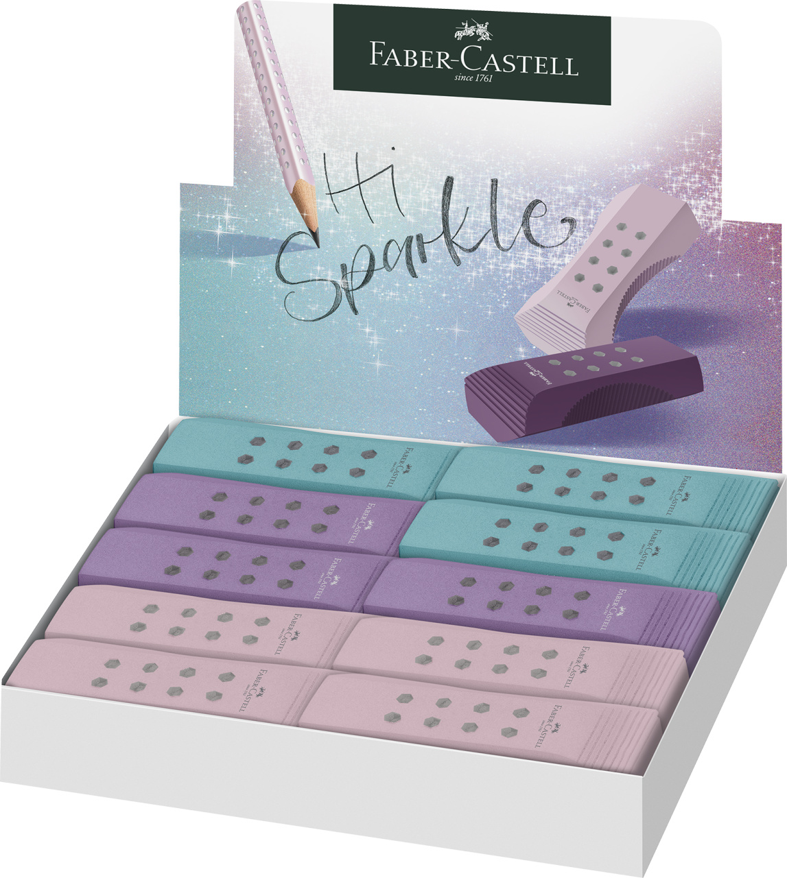 Radiera Rollon Sparkle Rose-Turcoaz-Violet Faber-Castell