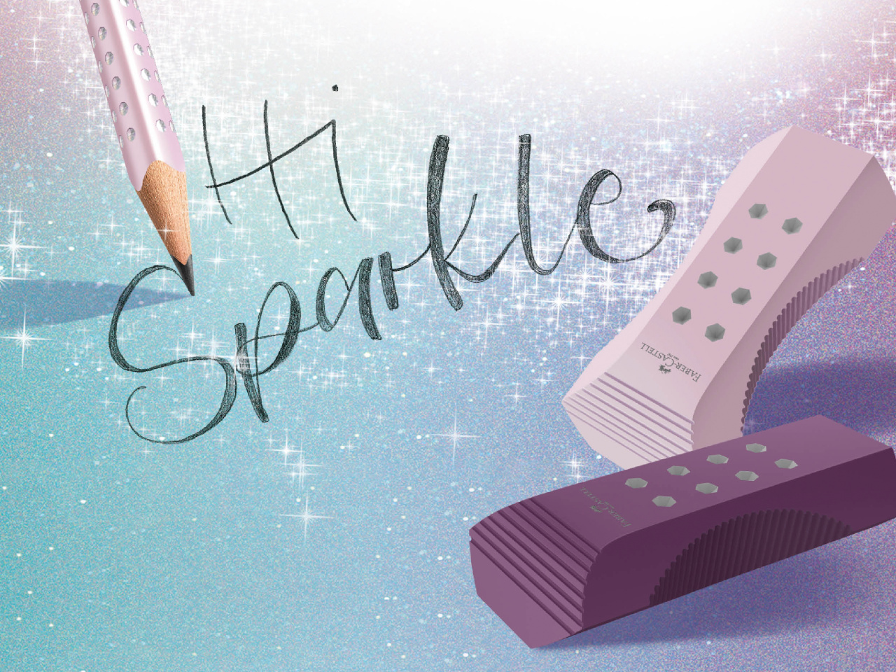 Radiera Rollon Sparkle Rose-Turcoaz-Violet Faber-Castell
