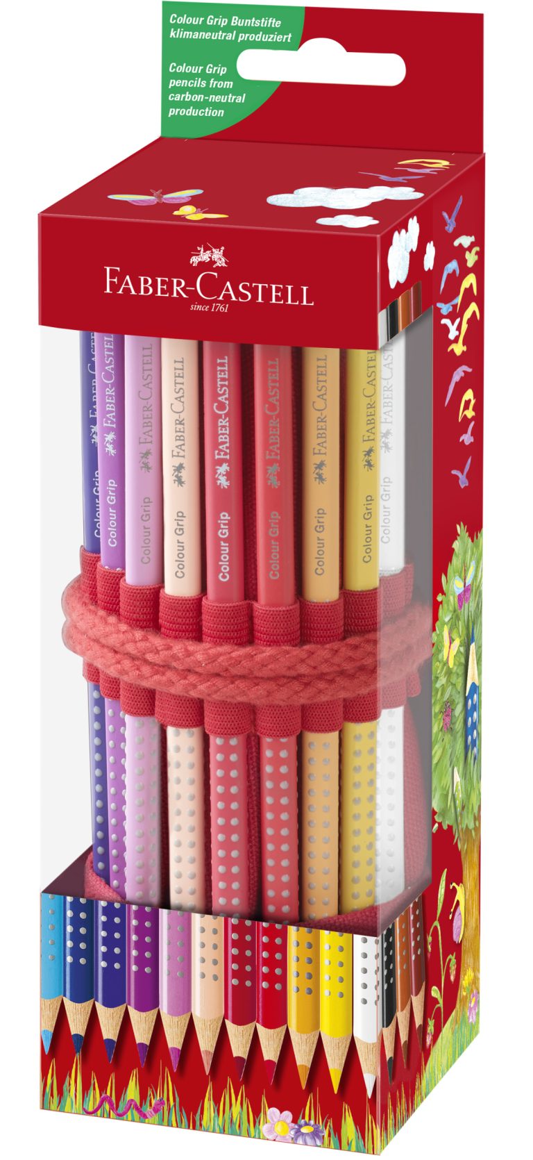 Rollup 18 Creioane Colorate Grip+ Ascutitoare Sleeve Faber-Castell