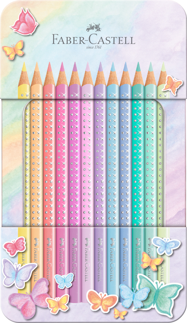 Set Cadou 12 Creioane Colorate Pastel Sparkle Faber-Castell