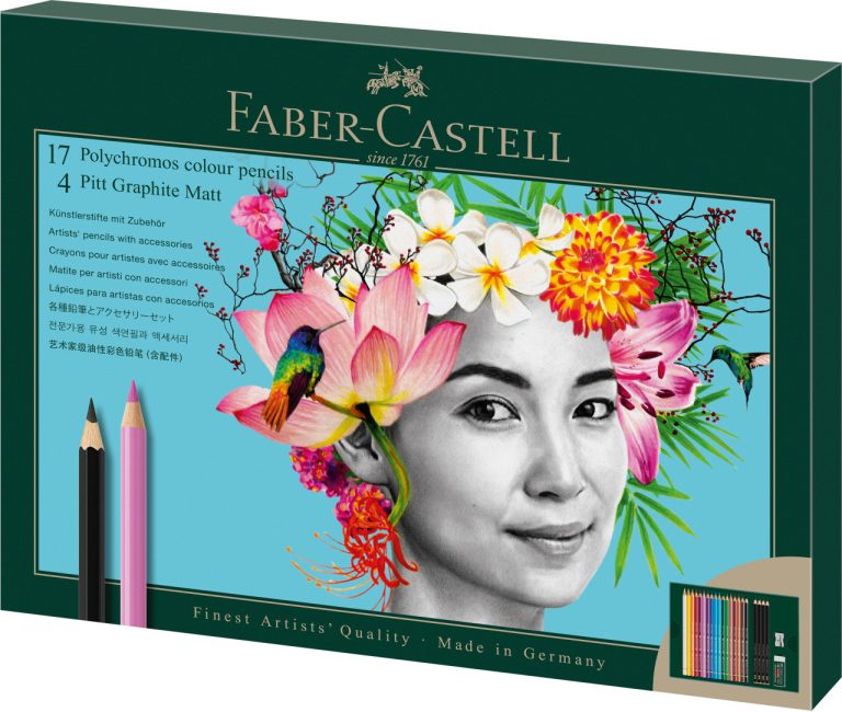 Set Cadou 17 Creioane Colorate Polychromos + 4 Creioane Grafit Matt + Accesorii Faber-Castell