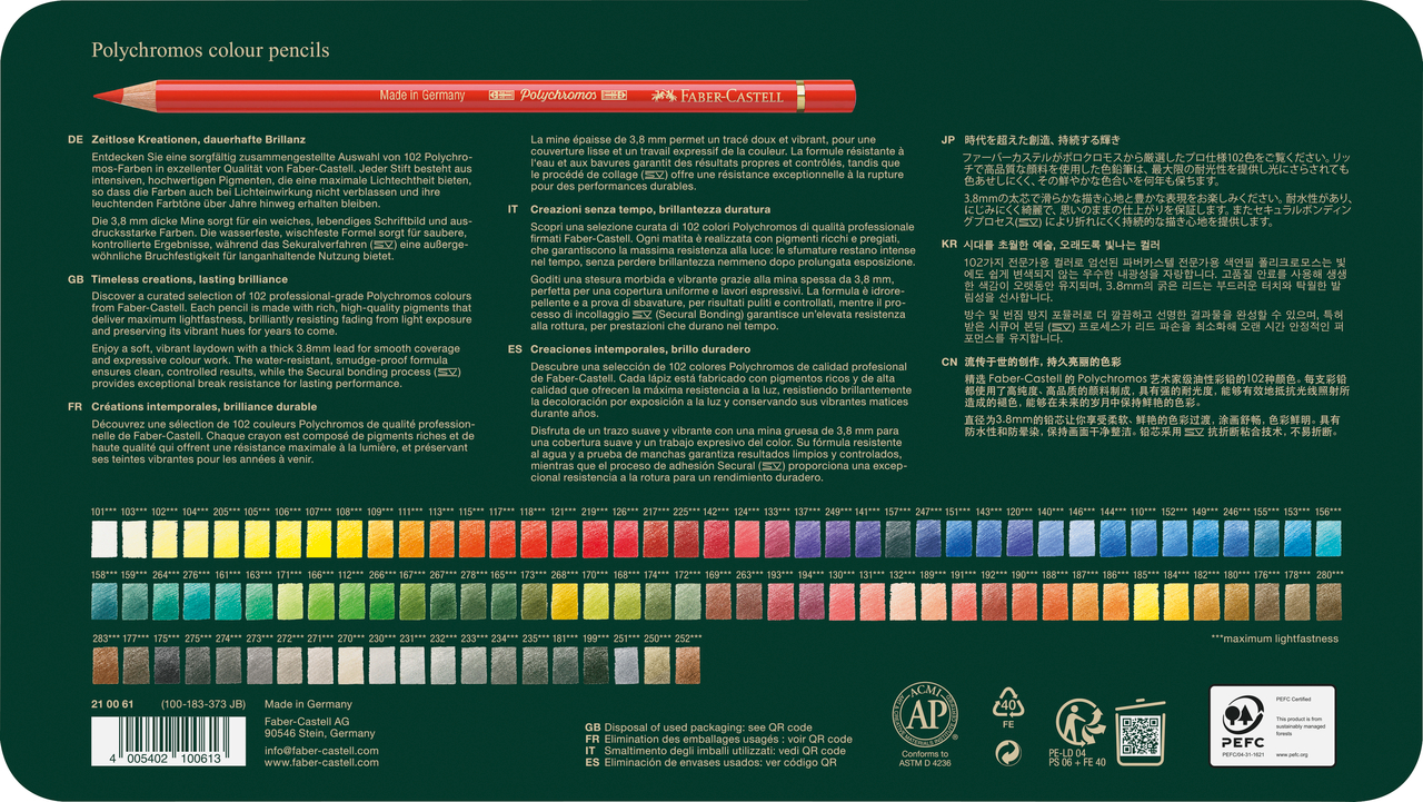Creioane Colorate 102 Culori Polychromos Faber-Castell