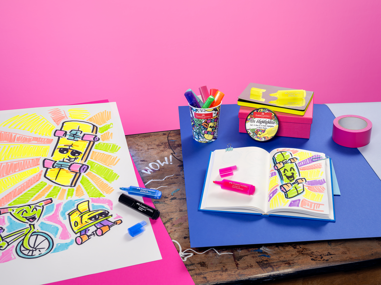 Set 10 Textmarkere Superfluorescente Editie Speciala Cutie Inghetata Faber-Castell