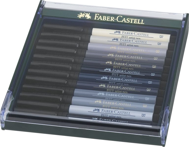Cutie 12 Culori Pitt Artist Pen Nuante De Gri Faber-Castell