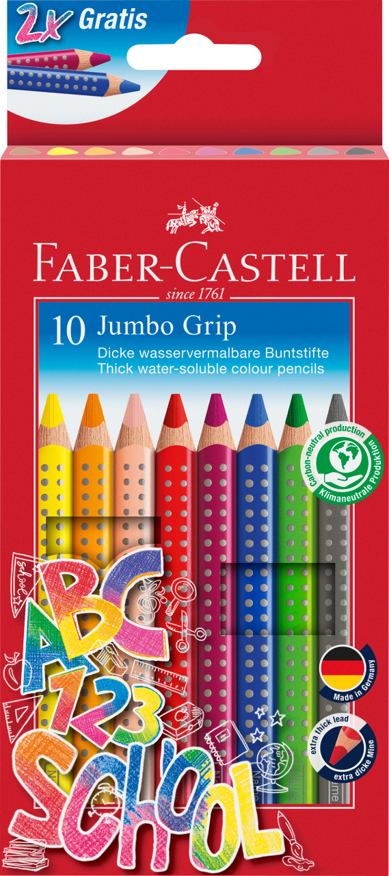 Set Promotional Creioane Colorate Jumbo Grip 10 Culori Faber-Castell