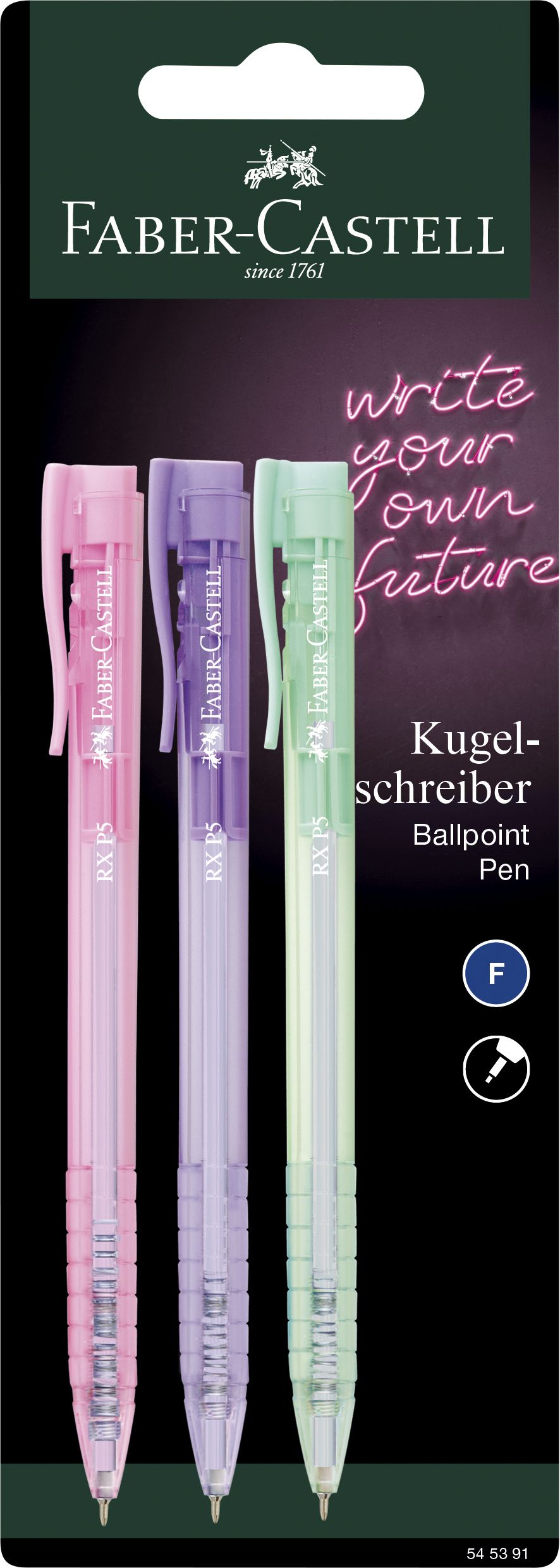 Blister 3 Buc Roller 0.5mm Semi-Gel Cu Mecanism Cul Pastel Mina Albastra Rx5 Faber-Castell
