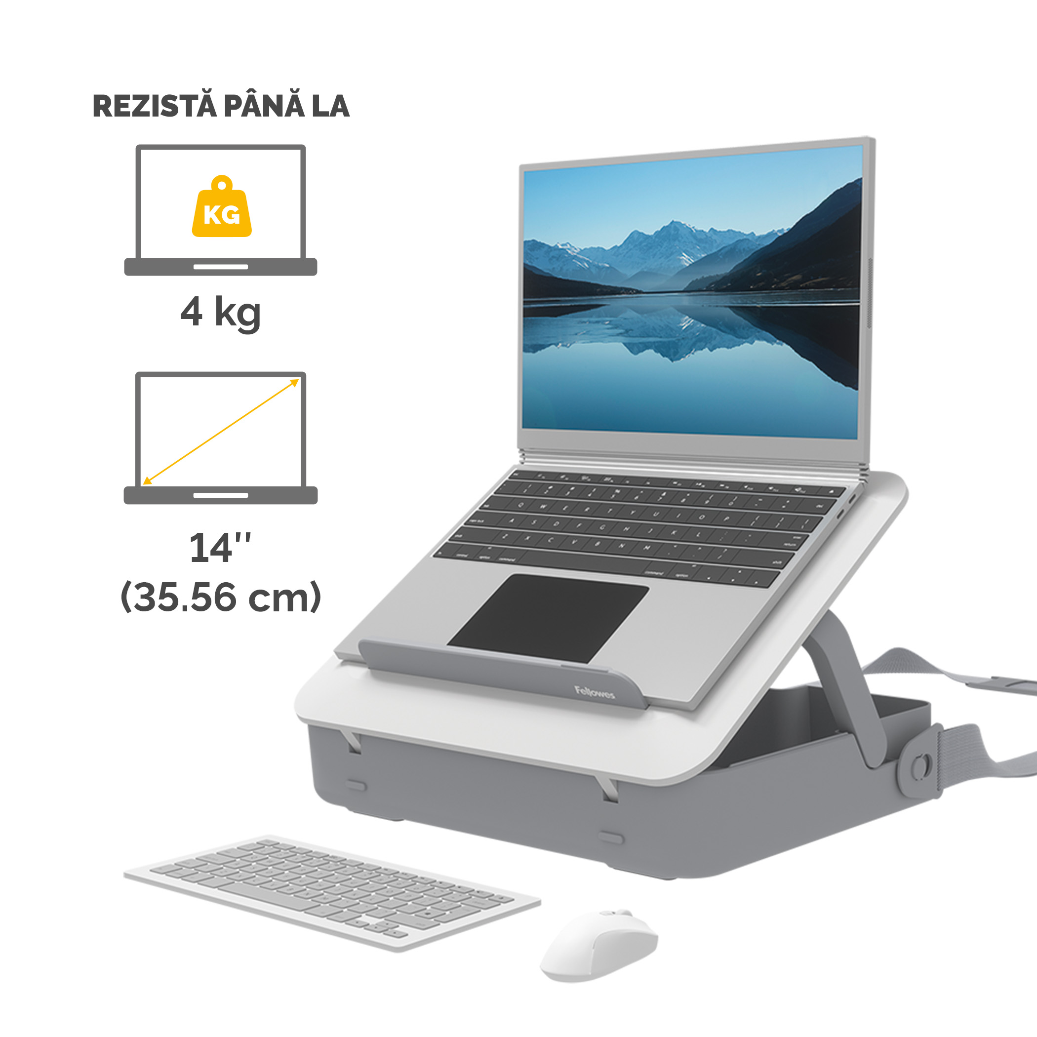 Geanta Laptop Cu Suport Ergonomic Inclus Alba Breyta
