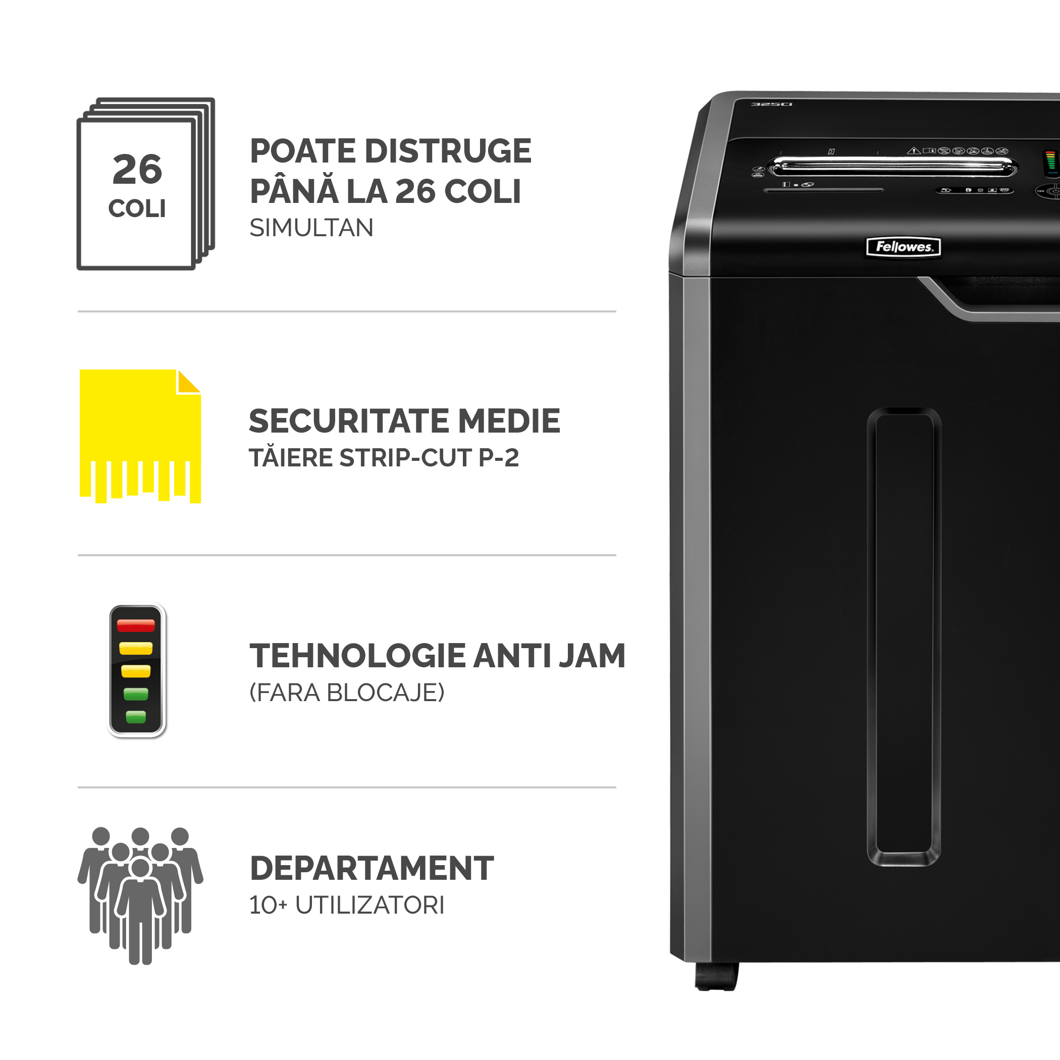 Distrugator Documente 325I Strip-Cut Fellowes